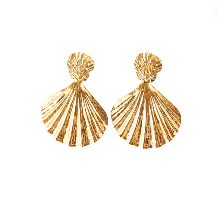 Coastal Gold Seashell Earrings - Beach Collection